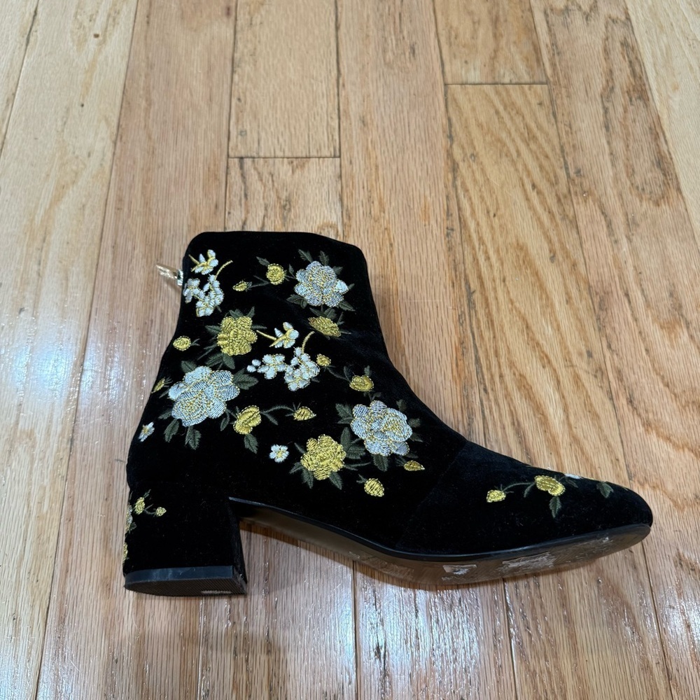 Topshop Floral Embroidered Black Ankle boots size 37 - Picture 6 of 7